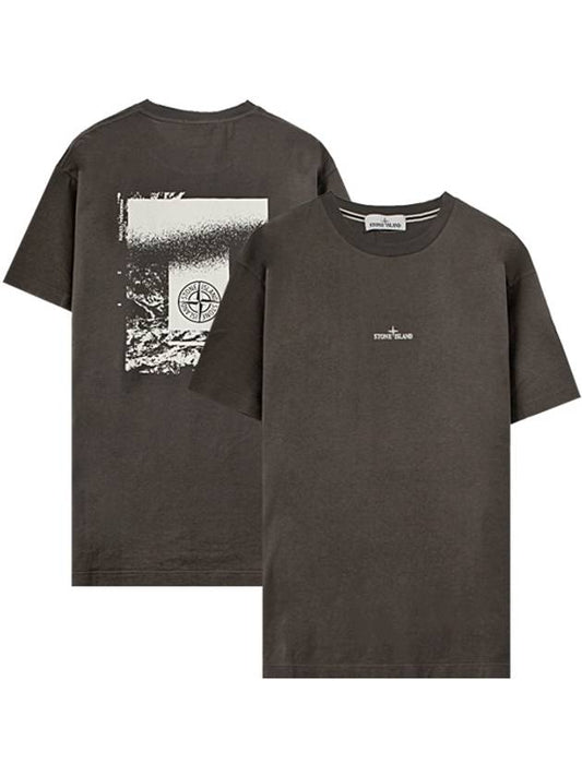 logo back printing short sleeve t-shirt dark gray - STONE ISLAND - BALAAN.