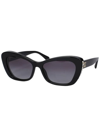 Logo Pearl Decoration Cat Eye Sunglasses Black - CHANEL - BALAAN 2