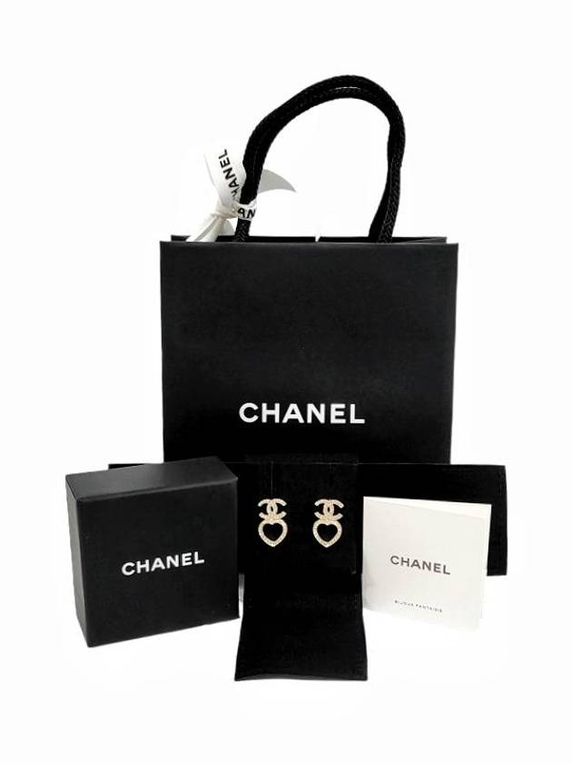 CC Logo Heart Crystal Earrings Gold - CHANEL - BALAAN 4