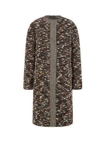 Women's Bouclé Donegal Open Coat Black 271775 - DRIES VAN NOTEN - BALAAN 1