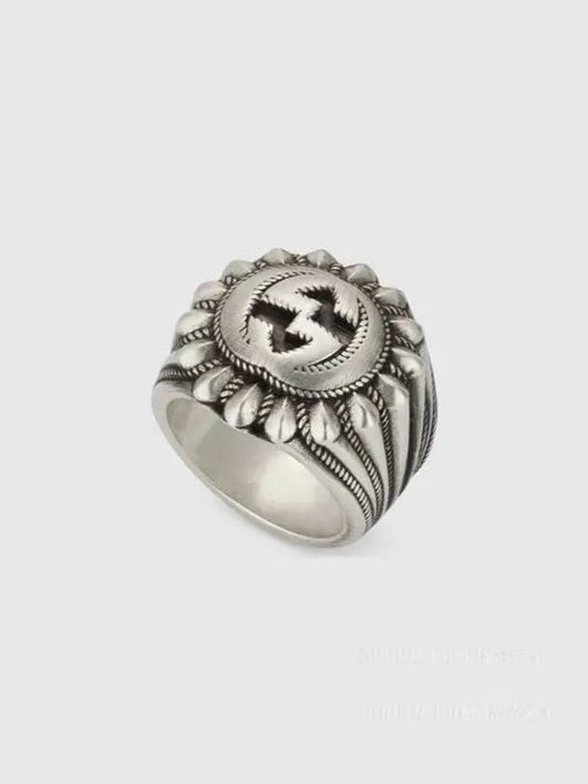 Silver Interlocking G Engraved Ring 728399 J8400 0728 - GUCCI - BALAAN 2