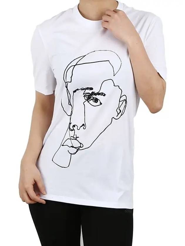 Portrait Printing T-Shirt White Woman PBJT489P - NEIL BARRETT - BALAAN 1