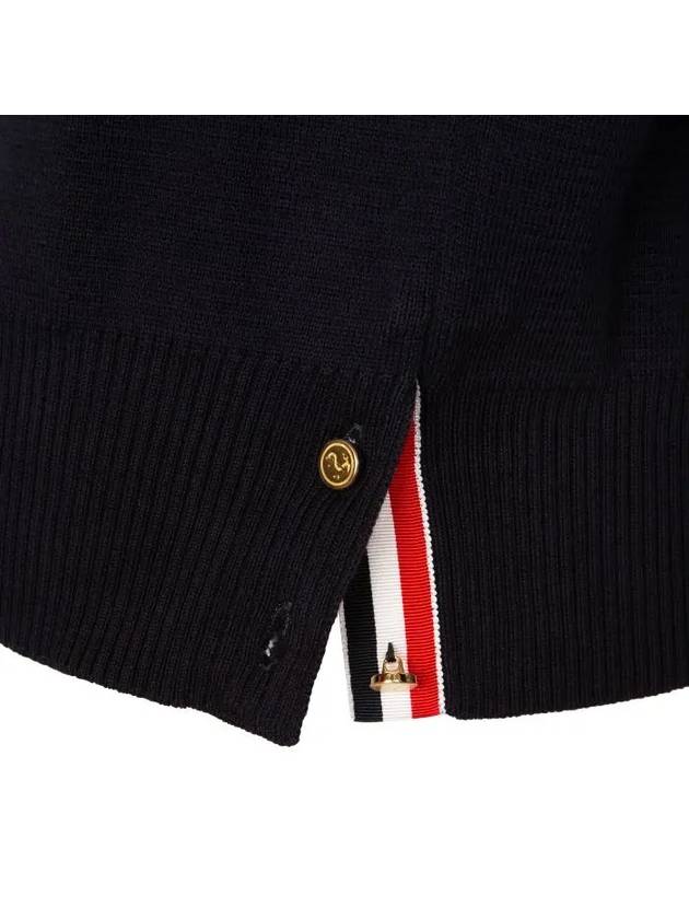 4 Bar Armband Milano Stitch Knit Top Navy - THOM BROWNE - BALAAN 9