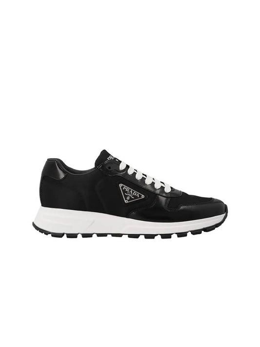 Prax 01 Re-Nylon Brushed Leather Low-Top Sneakers Black - PRADA - BALAAN 2