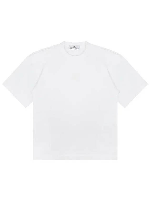 Fissato Effect Compass Embroidery Logo Short Sleeve T-shirt White - STONE ISLAND - BALAAN 2