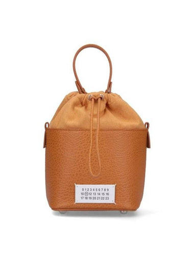 5AC Number Logo Texture Leather Bucket Bag Mustard - MAISON MARGIELA - BALAAN 1