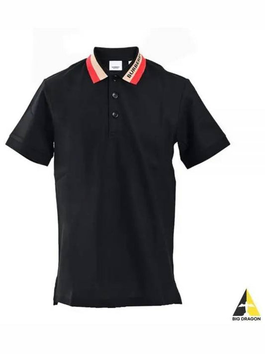 Logo Stripe Short Sleeve Polo Shirt Black - BURBERRY - BALAAN 2