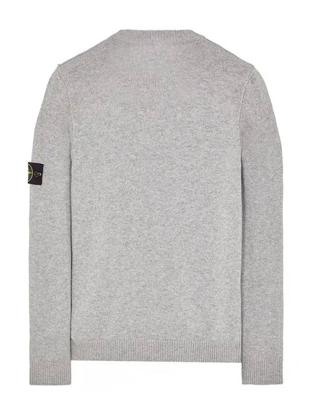 Logo Patch Crew Neck Wool Knit Top Grey Melange - STONE ISLAND - BALAAN 3