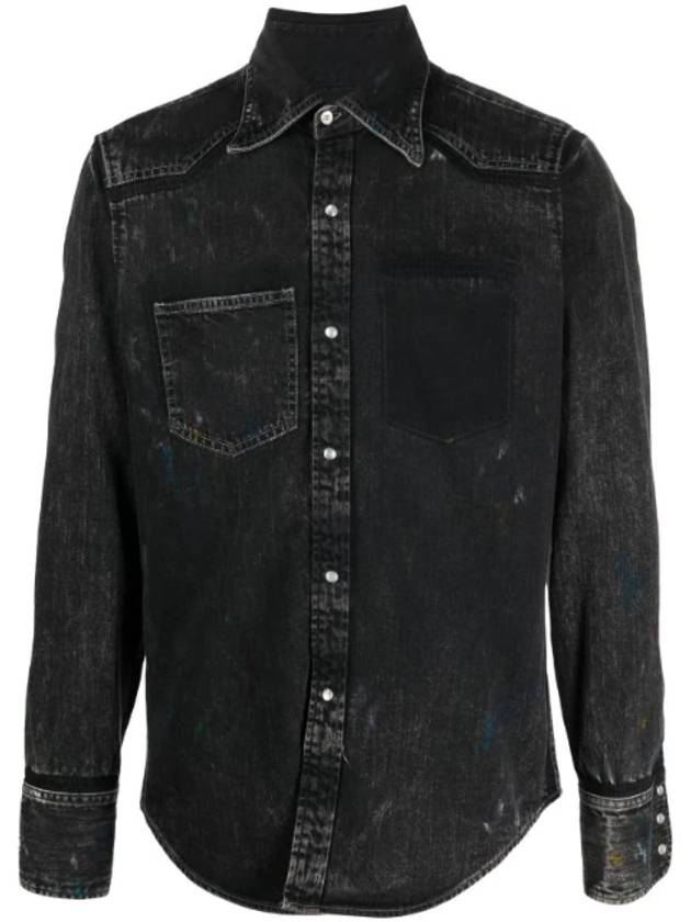 Front Press Stud Cotton Overshirt Jacket Black - MAISON MARGIELA - BALAAN 1