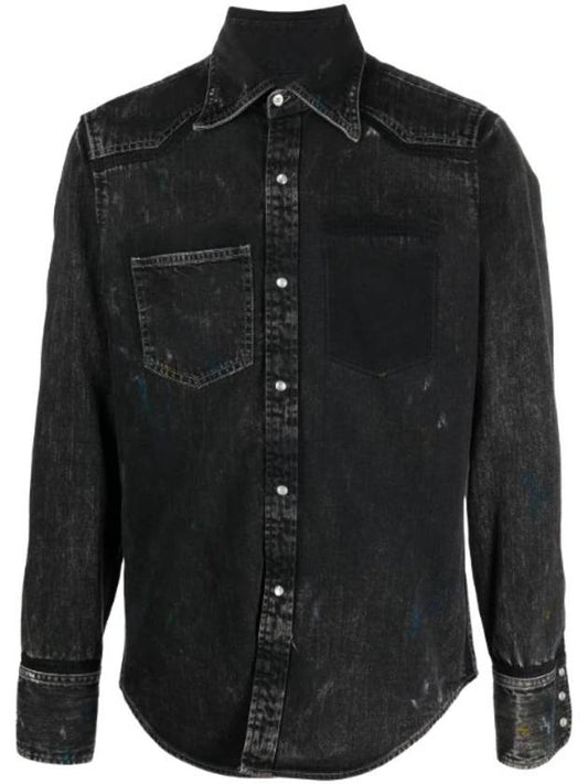 Front Press Stud Cotton Overshirt Jacket Black - MAISON MARGIELA - BALAAN 1