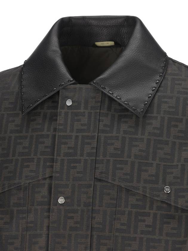 Waxed FF Jacquard Blouson Jacket Brown - FENDI - BALAAN 4