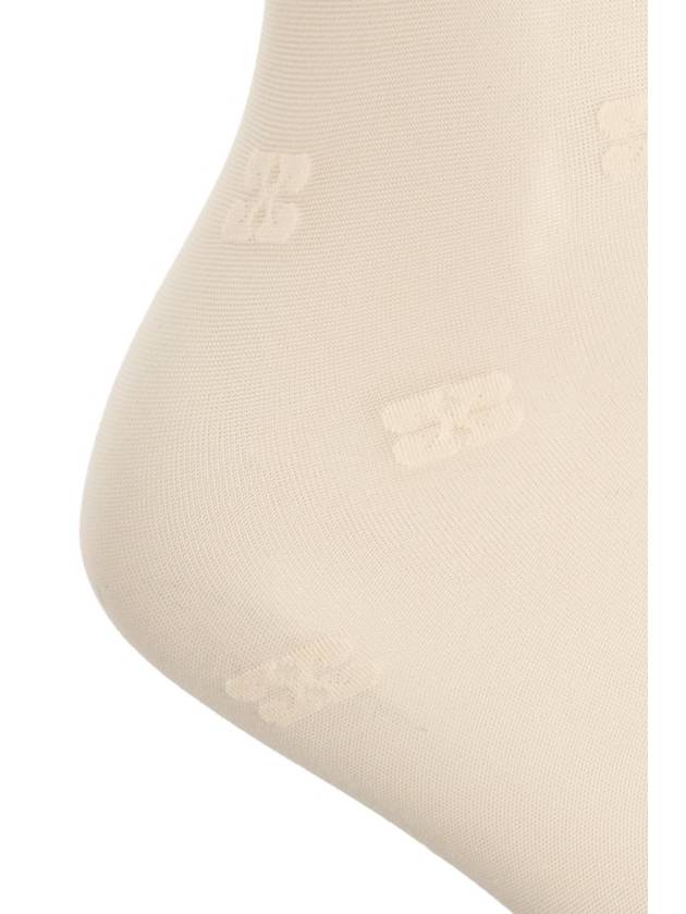 Ganni Monogrammed Knee-high Socks, Women's, Cream - GANNI - BALAAN 3