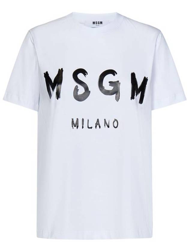 Brushed Logo Short Sleeve T-Shirt White - MSGM - BALAAN 2