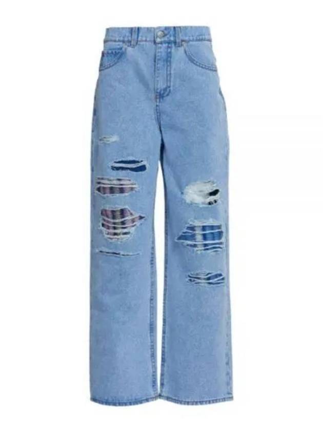 Mohair Patch Wide Jeans Blue - MARNI - BALAAN 2