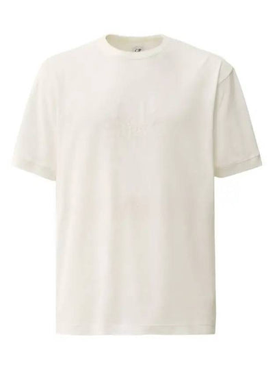 Piquet Waffle Logo Short Sleeve T-Shirt White - CP COMPANY - BALAAN 2