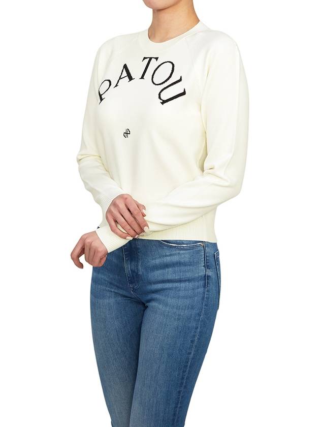 Embroidered Logo Wool Knit Top White - PATOU - BALAAN 7