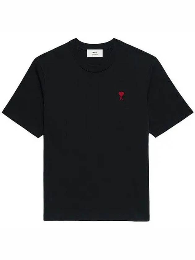 Small Heart Logo Boxy Fit Short Sleeve T-Shirt Black - AMI - BALAAN 3