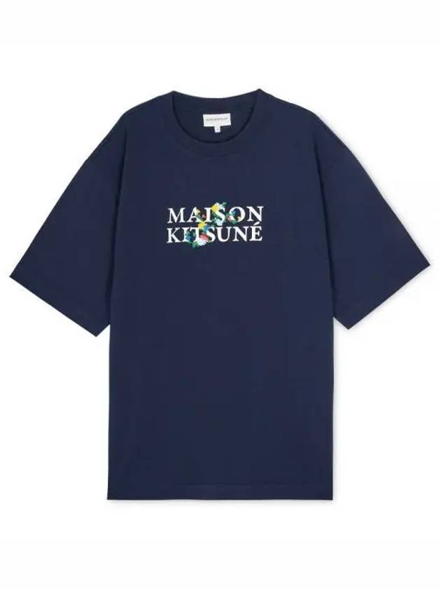 Men s logo print navy short sleeve t shirt LM00115KJ0119 NA 1156231 - MAISON KITSUNE - BALAAN 1