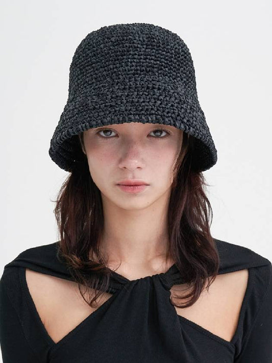 Knitting Straw Bonnet Hat Black - BROWN HAT - BALAAN 1