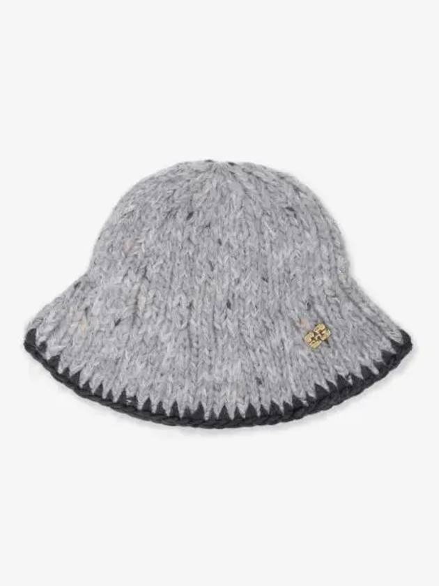 Chunky Ribbed Bucket Hat Grey - GANNI - BALAAN 2