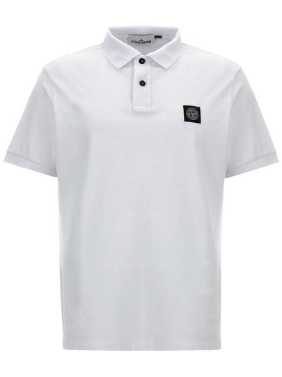 Logo Patch Polo Shirt White - STONE ISLAND - BALAAN 2