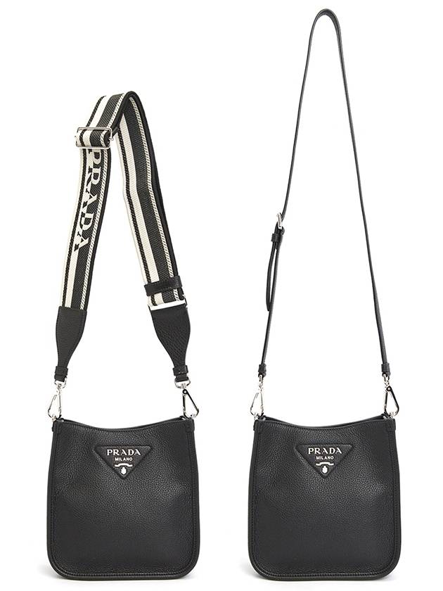 Leather Mini Shoulder Bag Black - PRADA - BALAAN 9