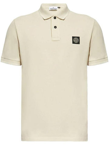 Logo Patch Polo Shirt Melange Beige - STONE ISLAND - BALAAN 1