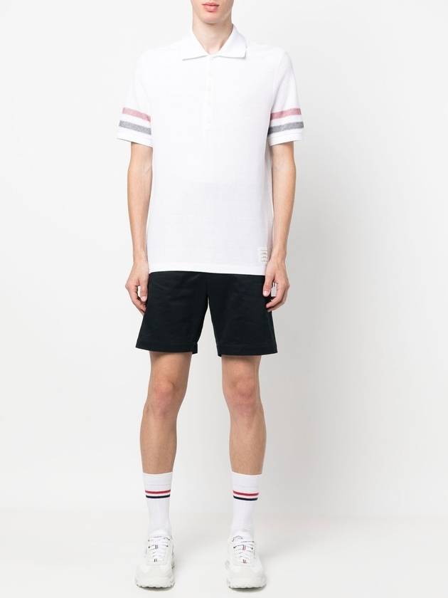 Men's RWB Stripe Cotton Polo Shirt White - THOM BROWNE - BALAAN 3