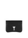 Metal Logo Leather Card Wallet Silver Black - AMI - BALAAN 2