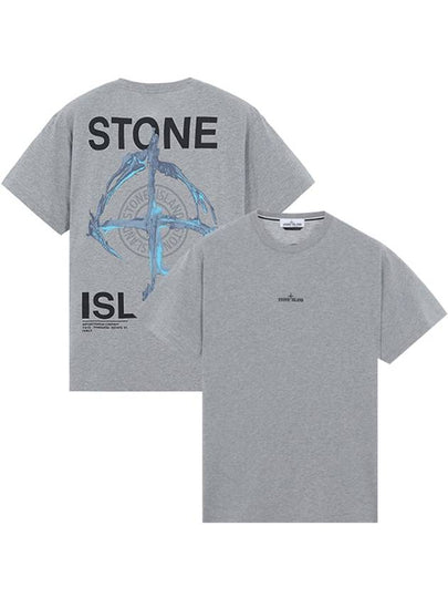 Marble Back Logo Short Sleeve T-Shirt Grey - STONE ISLAND - BALAAN 2