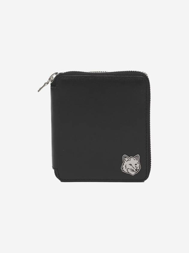 Fox Head Square Zipper Half Wallet Black - MAISON KITSUNE - BALAAN 2