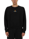 Embroidered Logo Cotton Sweatshirt Black - VIVIENNE WESTWOOD - BALAAN 2