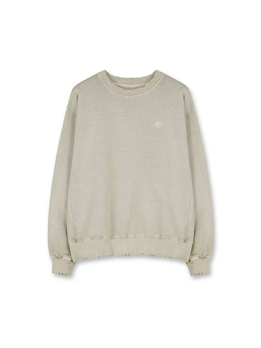 Unisex Pigment Damaged Sweatshirt Sand Beige - NUAKLE - BALAAN 2