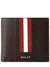 Men's Trasai Vertical Logo Leather Half Wallet Brown - BALLY - BALAAN.