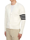 4-Bar Stripe Cable Knit Cardigan White - THOM BROWNE - BALAAN 4