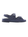 Women's CC Logo Velvet Velcro Sandals Blue Navy - CHANEL - BALAAN 1