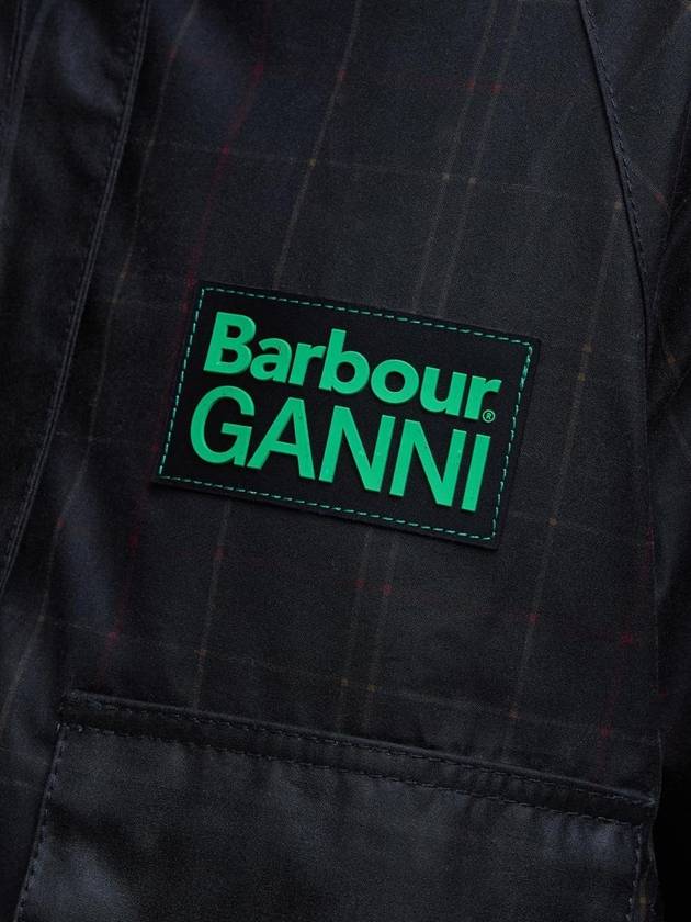 Ganni Tartan Waxed  Anorak Jacket Black - BARBOUR - BALAAN 10