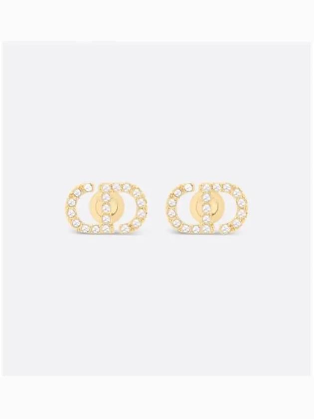 Petit CD Crystal Mini Stud Earrings Gold - DIOR - BALAAN 3