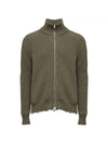 Ribbed Knit Zipper Cardigan Green - MAISON MARGIELA - BALAAN 2