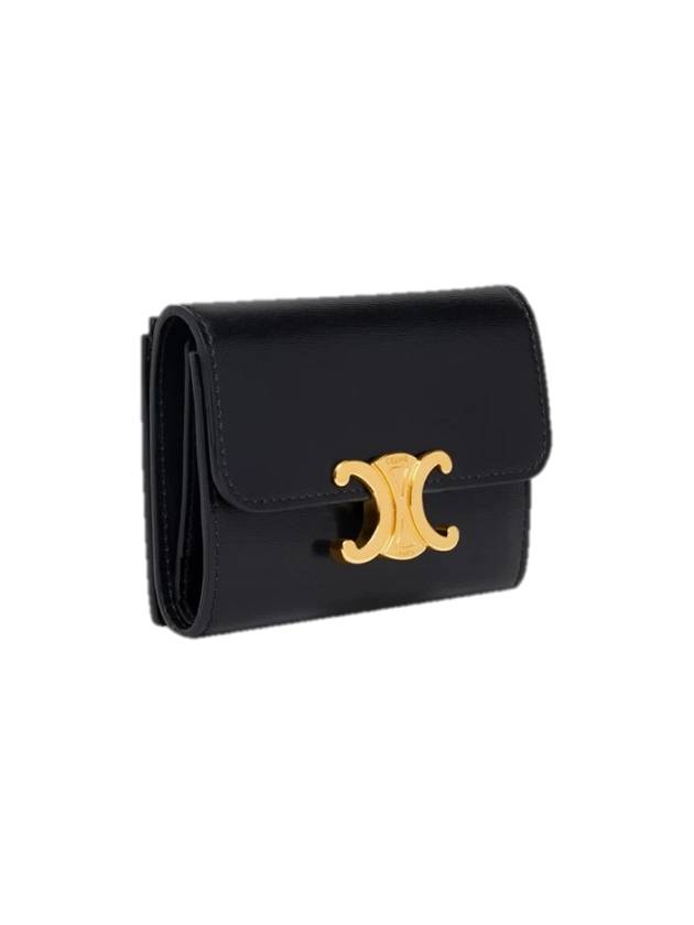 Triomphe Compact Shiny Calfskin Coin Half Wallet Black - CELINE - BALAAN 3