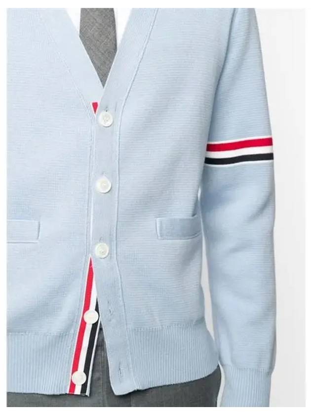 Milano Stitch Sprite Armband Cotton V-neck Cardigan Light Blue - THOM BROWNE - BALAAN 3