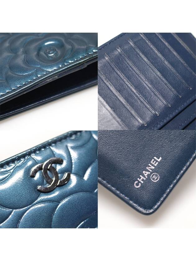 Women s Chanel A36544 Blue Patent Camellia Silver CC Logo Long Wallet 14th Unit gt Gangbuk used luxury goods - CHANEL - BALAAN 8