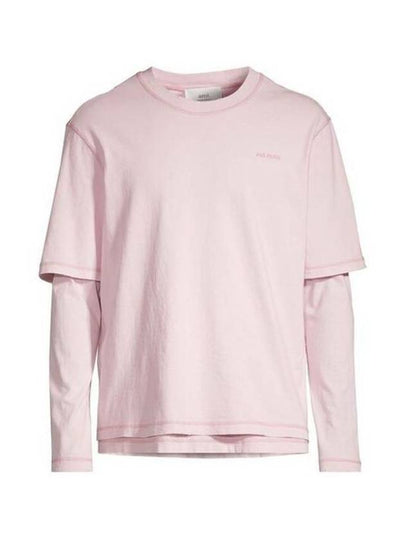 Round Neck Long Sleeve T-Shirt Pink - AMI - BALAAN 2