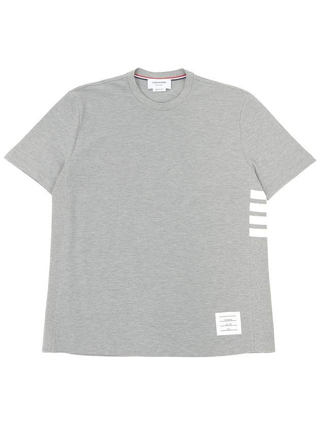 Classic Pique Rib Side Insert 4-Bar Short Sleeve T-Shirt Light Grey - THOM BROWNE - BALAAN 2