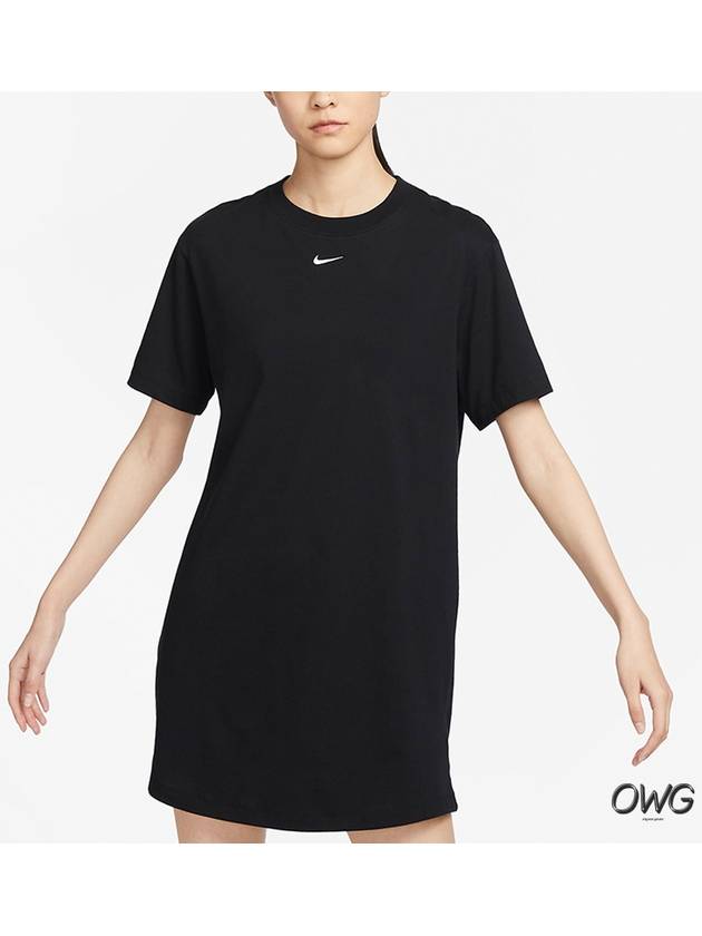 NSW Essentials Shirt Short Dress Black - NIKE - BALAAN 3