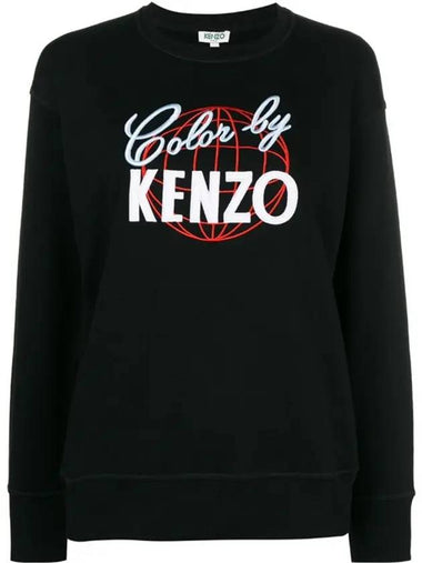 Women's Color By Cotton Sweatshirt Black - KENZO - BALAAN 1