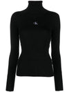 Embroidered Logo Turtleneck Black - CALVIN KLEIN - BALAAN 1