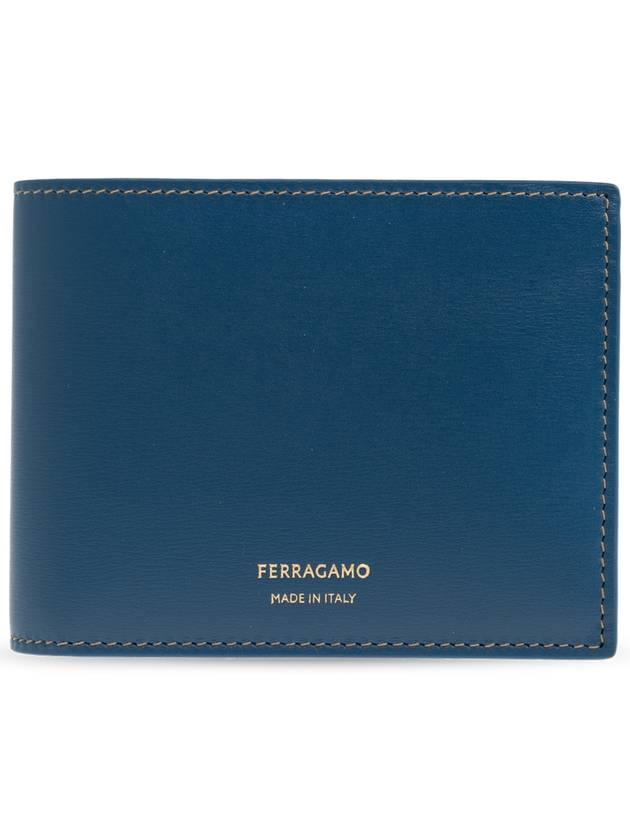 FERRAGAMO Leather Wallet, Men's, Navy Blue - SALVATORE FERRAGAMO - BALAAN 1