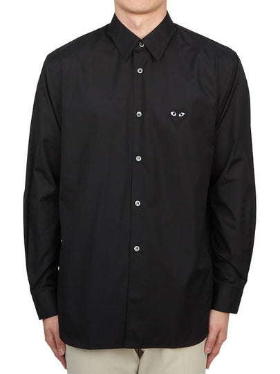 Heart Patch Poplin Long Sleeve Shirt Black - COMME DES GARCONS PLAY - BALAAN 2