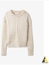 Cable Crew Neck Wool Knit Top Offwhite - AMI - BALAAN 2